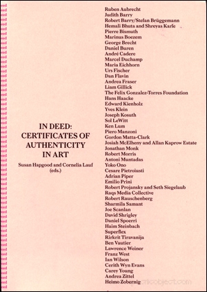 In Deed : Certificates of Authenticity in Art