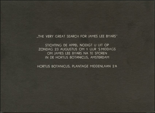 The Very Great Search for James Lee Byars