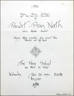 Satyam Shivam Sundavam’s Last New York City Presentation of Pandit Pran Nath