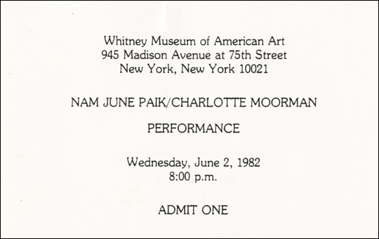 Nam June Paik / Charlotte Moorman : Performance