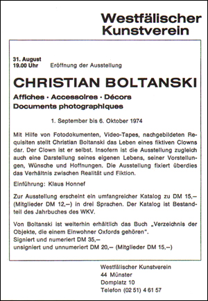 Christian Boltanski : Affiches / Accessoires / Décors / Documents Photographiques