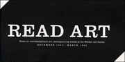 Learn to Read Art : Notes on Interdisplinary Art, Accompanying Events at the Walker Art Center