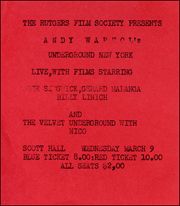 The Rutgers Film Society Presents Andy Warhol's Underground New York