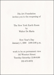 Dia Art Foundation invites you to the reopening of The New York Earth Room by Walter De Maria