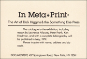 In Meta ÷ Print : The Art of Dick Higgin's & the Something Else Press