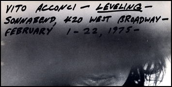 Vito Acconci : Leveling