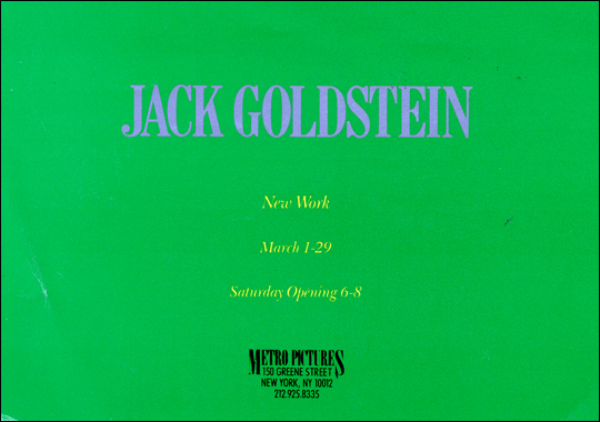 Jack Goldstein : New Work