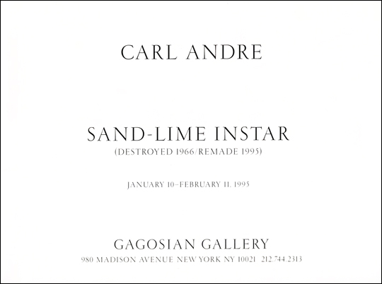 Carl Andre : Sand - Lime Instar (Destroyed 1966 / Remade 1995)