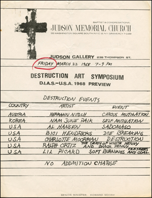 Destruction Art Symposium : D.I.A.S. - U.S.A. 1968 Preview
