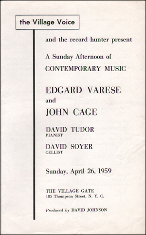 The Village Voice and the Record Hunter Present : A Sunday Afternoon of Contemporary Music
