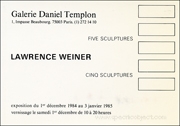 Lawrence Weiner : Five Sculptures