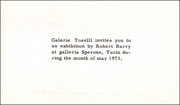 Galerie Toselli Invites You to an Exhibition by Robert Barry at Galleria Sperone, Turin During the Month of May 1973.