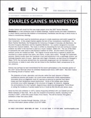 Charles Gaines : Manifestos Press Release