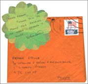 Note from Charlotte Moorman to Frank Stella with Envelope