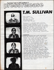 Press Release for T.M. Sullivan at The Kitchen Center for Video and Music